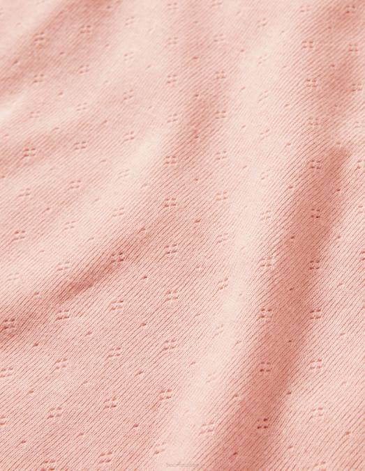 Boden vêtements provence rose poudré filles haut à manches courtes en pointelle LB2X768