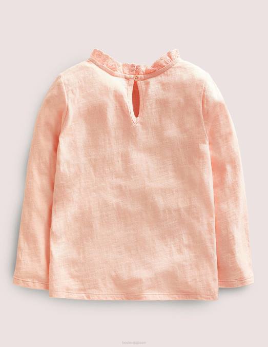 Boden vêtements provence rose poudré filles haut à manches longues et poche cœur LB2X2931