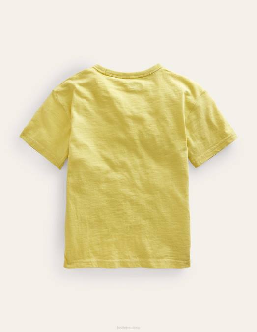 Boden vêtements renoncule jaune filles t-shirt décontracté à appliqué LB2X3066