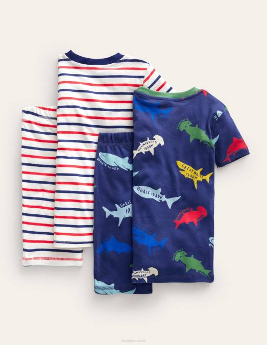 Boden vêtements requins multi tribord filles lot de deux pyjamas courts douillets LB2X2683