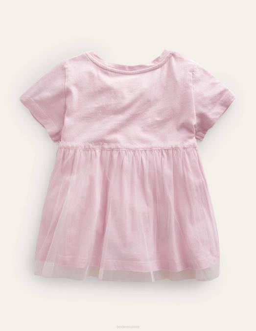 Boden vêtements rose français filles t-shirt à appliqué en tulle LB2X2846