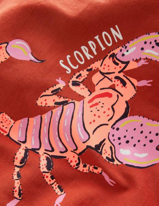 Boden vêtements scorpion marron rôti filles t-shirt décontracté imprimé LB2X3017