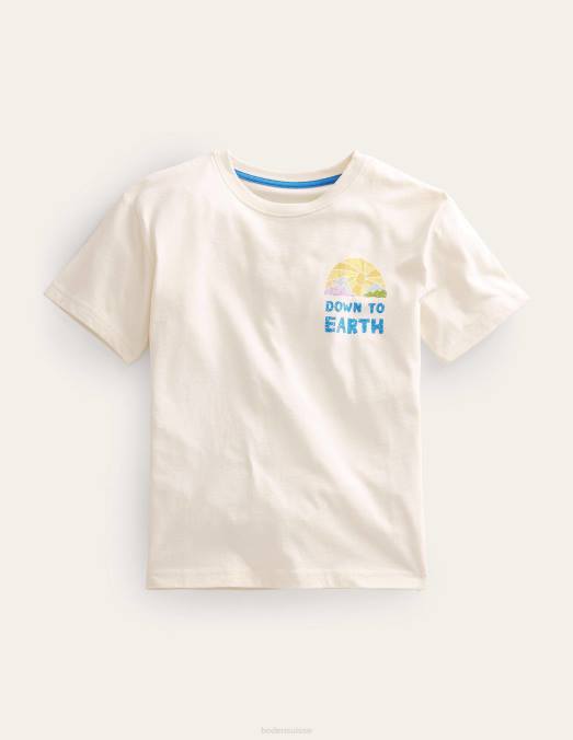 Boden vêtements soleil d'ivoire filles t-shirt avec logo devant et derrière LB2X3073