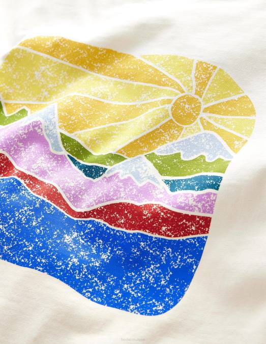 Boden vêtements soleil d'ivoire filles t-shirt avec logo devant et derrière LB2X3073