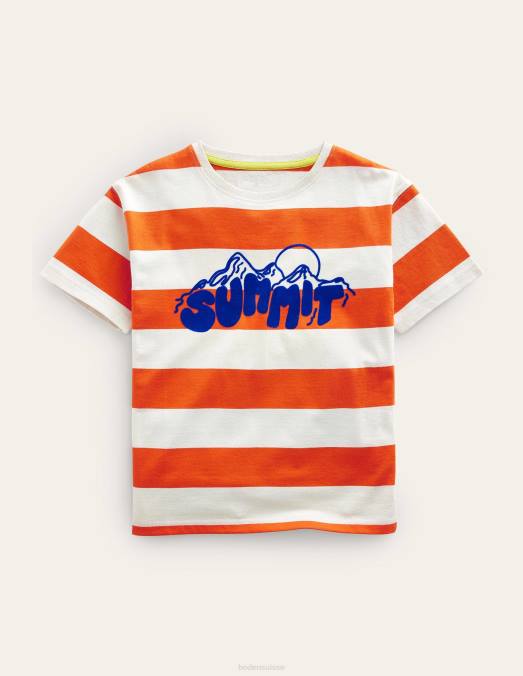 Boden vêtements sommet mandarine/vanille filles t-shirt à slogan LB2X3127