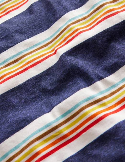 Boden vêtements souple tribord bleu/multi filles t-shirt à rayures rétro LB2X3012