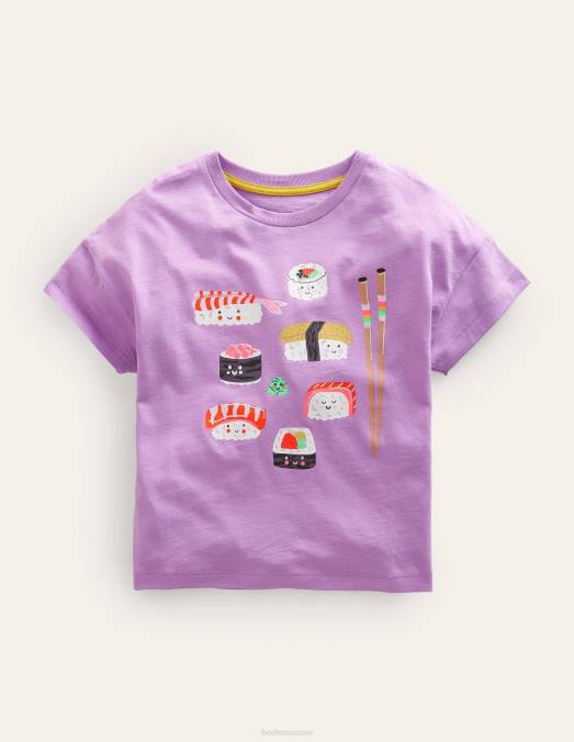 Boden vêtements sushi violet lupin filles t-shirt imprimé LB2X2853