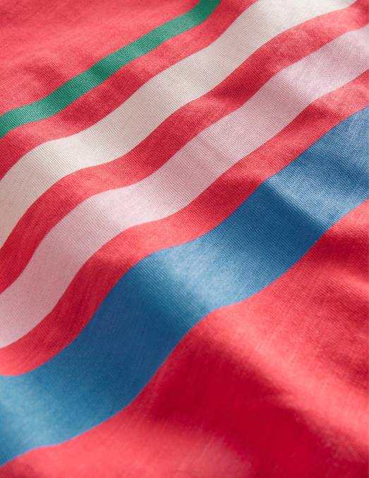 Boden vêtements tarte aux fraises rouge filles t-shirt décontracté à rayures en coton LB2X2981