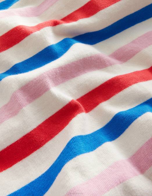 Boden vêtements tarte aux fraises rouge/rose lilas filles t-shirt à col bateau LB2X2990