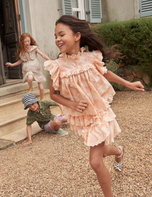 Boden vêtements teinture de cravate rose filles haut à broderies tissées LB2X2956