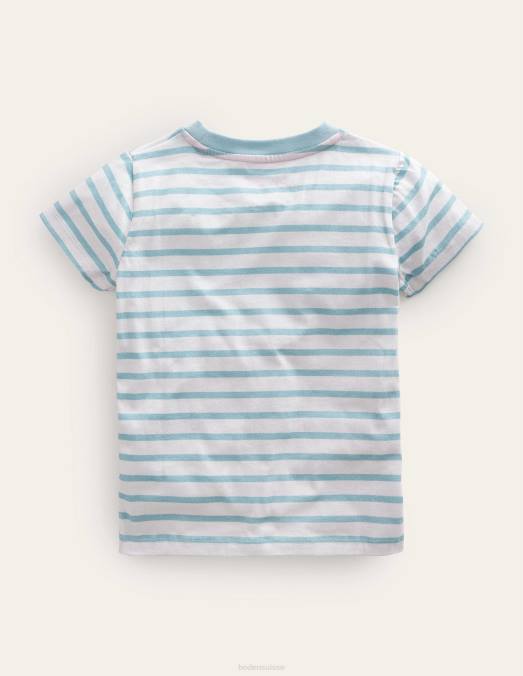 Boden vêtements étoiles bleu mer aqua/ivoire filles t-shirt flottant LB2X2864