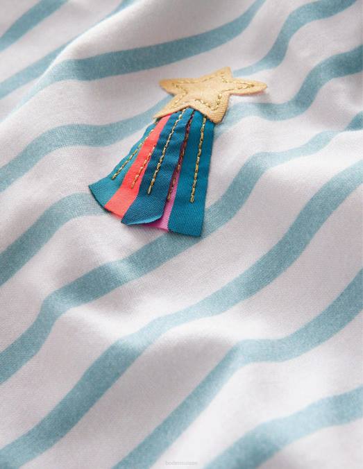 Boden vêtements étoiles bleu mer aqua/ivoire filles t-shirt flottant LB2X2864