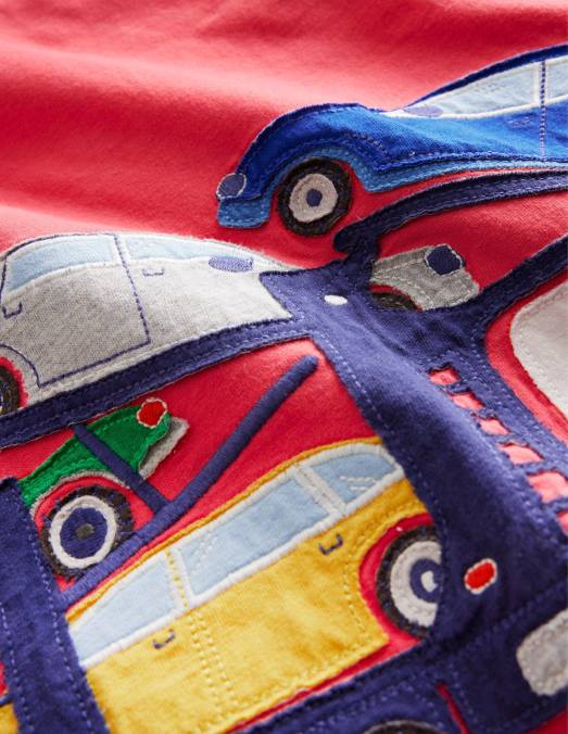 Boden vêtements transporteur de confiture rouge filles t-shirt appliqué devant et derrière LB2X3248