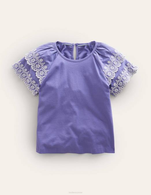 Boden vêtements tribord souple filles t-shirt à broderies mélangées LB2X3206