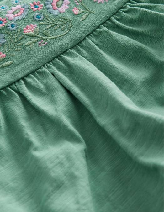 Boden vêtements vert césarite filles haut en jersey brodé LB2X3019