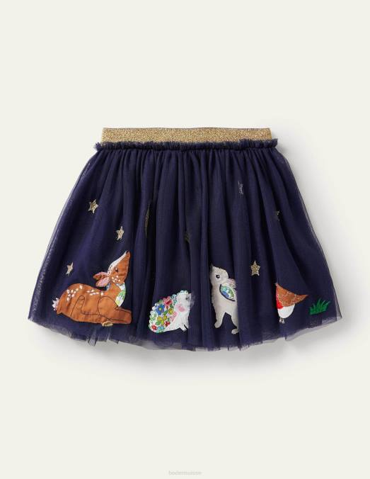 Boden vêtements animaux bleus tribord filles jupe en tulle à appliqués LB2X3156