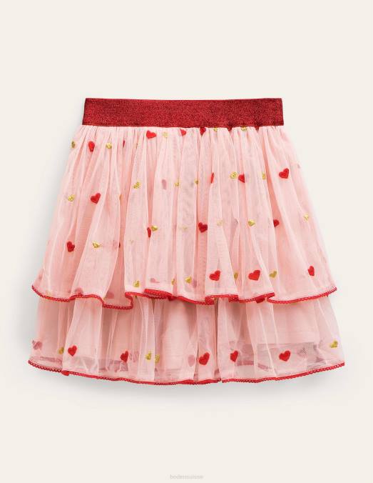 Boden vêtements broderie coeur rose filles jupe en tulle brodée LB2X3130