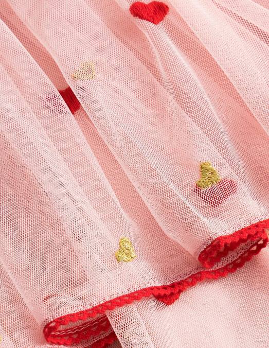 Boden vêtements broderie coeur rose filles jupe en tulle brodée LB2X3130