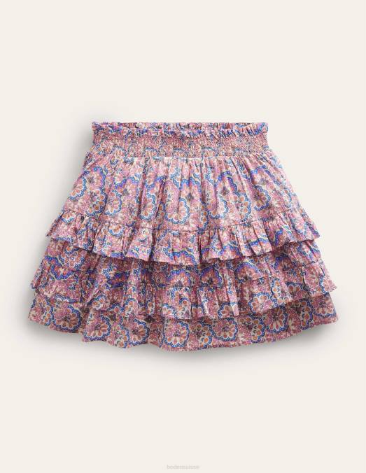Boden vêtements cachemire lupin et pêche filles mini-jupe à volants LB2X2642