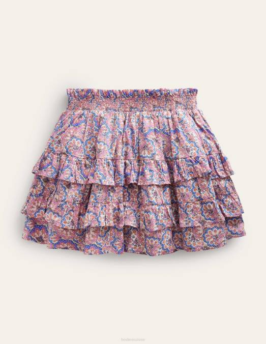 Boden vêtements cachemire lupin et pêche filles mini-jupe à volants LB2X2642