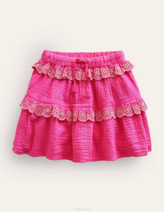Boden vêtements festival rose filles jupe festonnée en tissu double LB2X2618