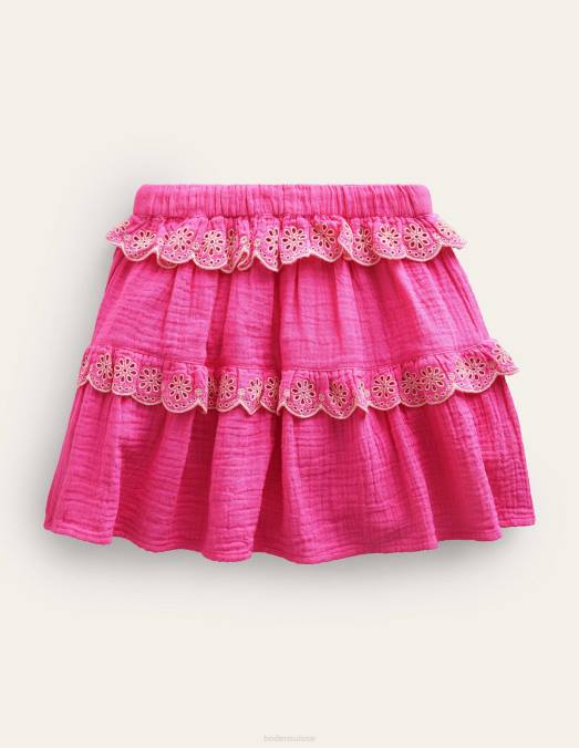 Boden vêtements festival rose filles jupe festonnée en tissu double LB2X2618