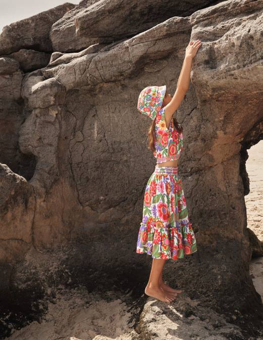 Boden vêtements floral multi-festival filles jupe longue en jersey imprimé LB2X3225