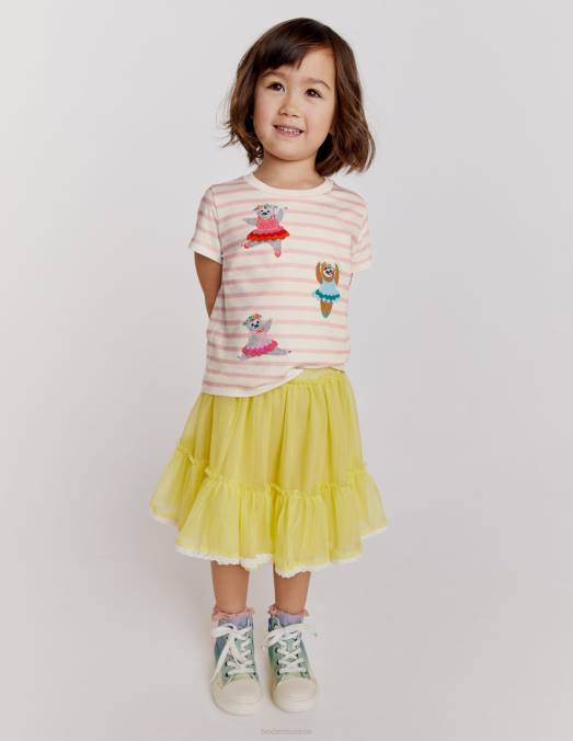 Boden vêtements jour de printemps jaune filles mini-jupe en tulle à volants LB2X2704