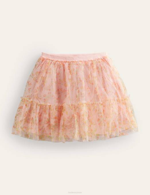 Boden vêtements papillons roses filles jupe en tulle imprimée à volants LB2X2707