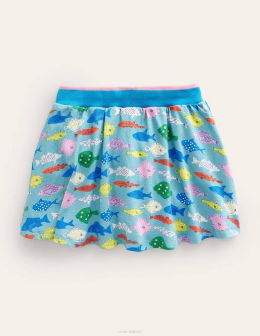 Boden vêtements poisson bleu de mer aqua filles jupe-short en jersey LB2X3249