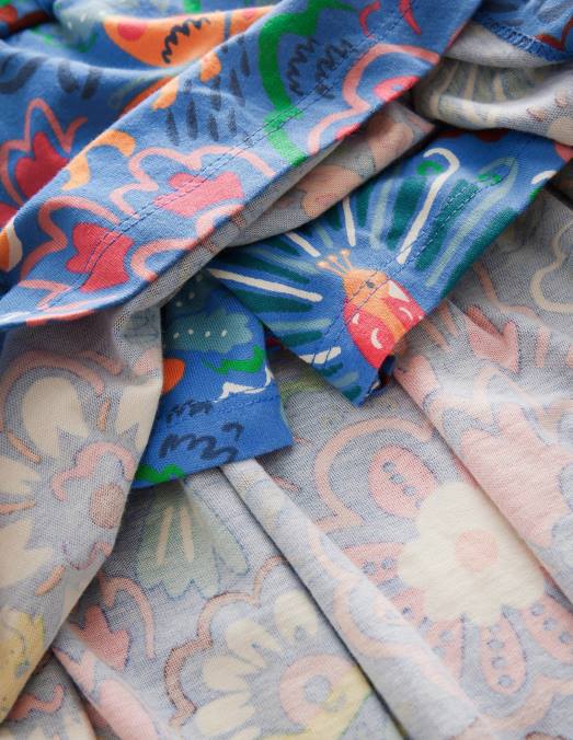 Boden vêtements safari léopard bleu filles jupe-short en jersey à volants LB2X2768