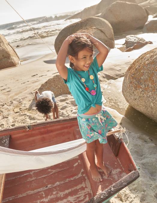 Boden vêtements sirènes bleu mer aqua filles jupe-short en jersey LB2X777