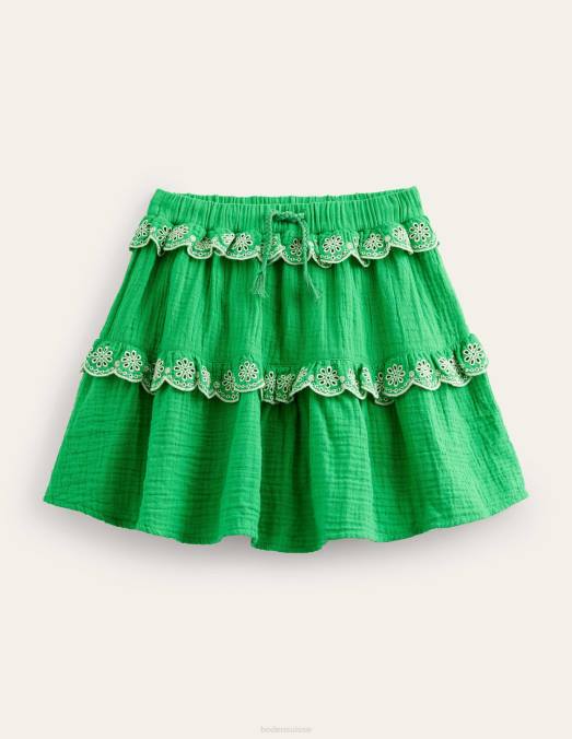Boden vêtements vert clair filles jupe festonnée en tissu double LB2X2626