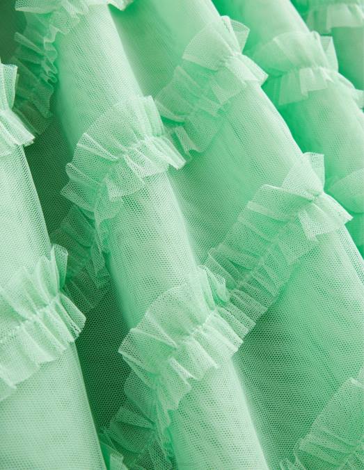 Boden vêtements vert pluie tropicale filles jupe de soirée mi-longue en tulle LB2X2682