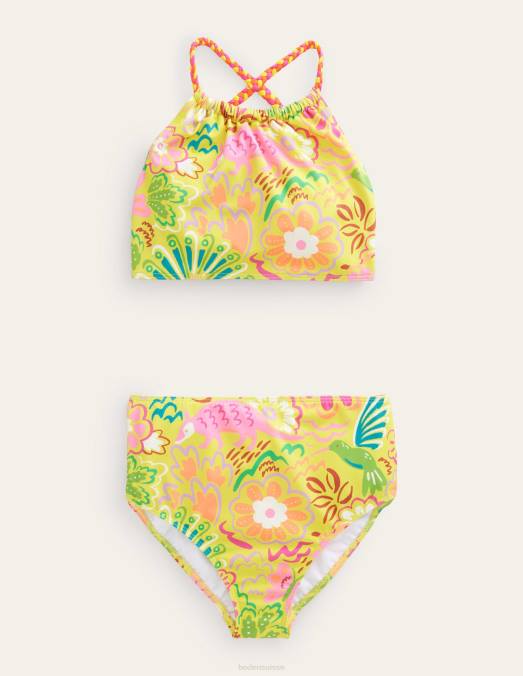 Boden vêtements animaux floraux ivoire et jaune filles bikini à boucle dans le dos LB2X3215
