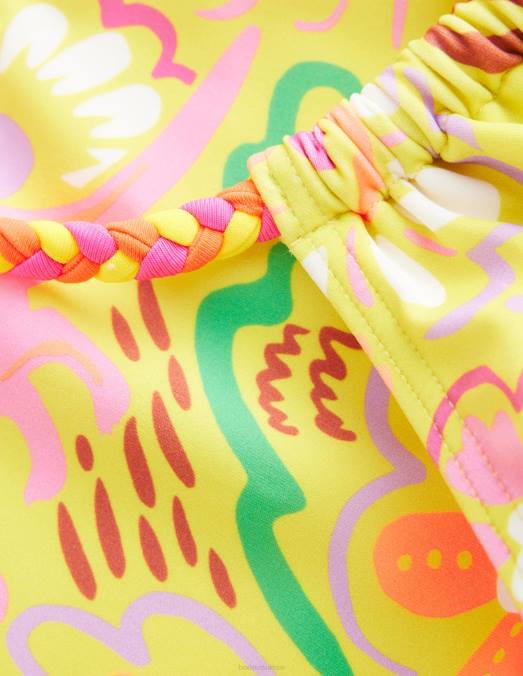 Boden vêtements animaux floraux ivoire et jaune filles bikini à boucle dans le dos LB2X3215