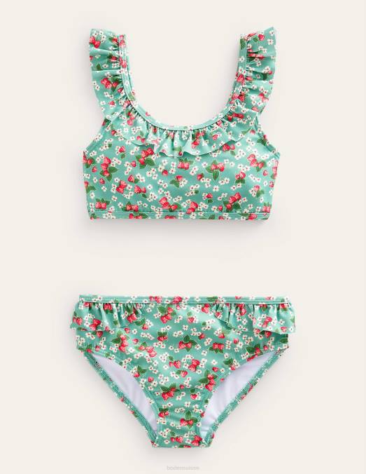 Boden vêtements aqua fraise de mer ditsy filles bikini à volants noué au dos LB2X3214