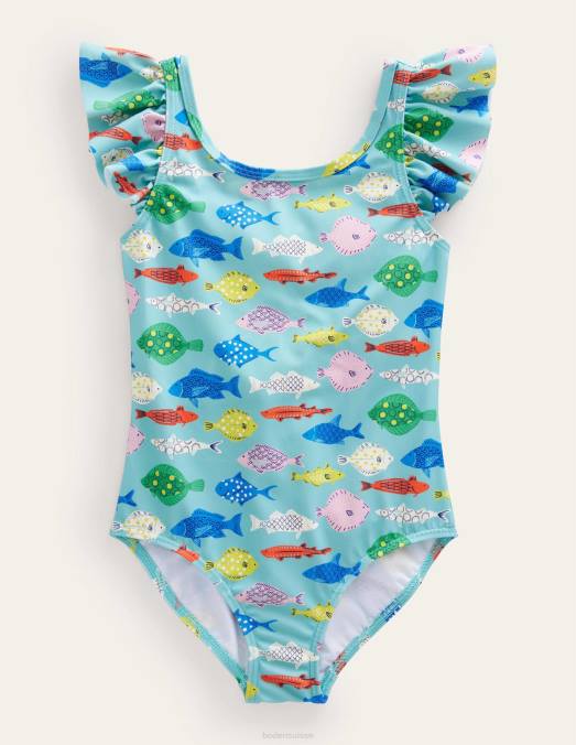 Boden vêtements aqua mer multi poisson filles maillot de bain à manches flottantes LB2X2893