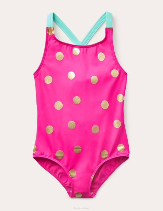Boden vêtements arc-en-ciel multicolore filles maillot de bain imprimé à dos croisé LB2X753