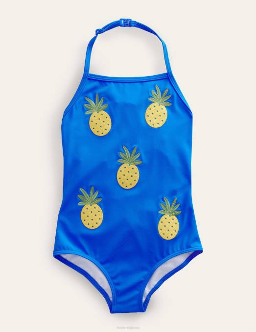 Boden vêtements bleu cabanon filles maillot de bain à fruits appliqués LB2X2847