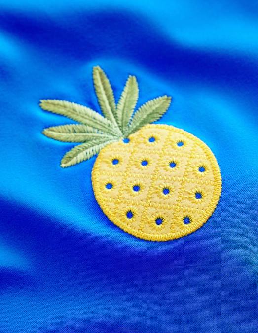 Boden vêtements bleu cabanon filles maillot de bain à fruits appliqués LB2X2847