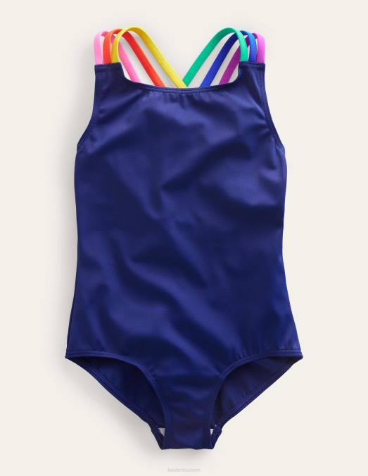 Boden vêtements bleu harmonie filles maillot de bain arc-en-ciel à dos croisé LB2X3223