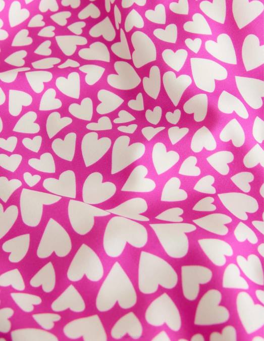 Boden vêtements coeurs ivoire et rose vif filles maillot de bain à manches flottantes LB2X2866