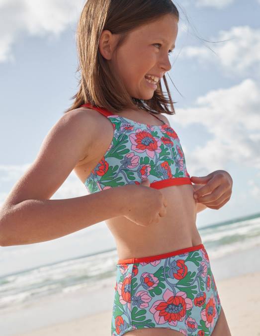 Boden vêtements coquelicot rouge le printemps floral filles haut de bikini croisé dans le dos LB2X3114