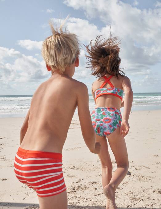 Boden vêtements coquelicot rouge le printemps floral filles haut de bikini croisé dans le dos LB2X3114