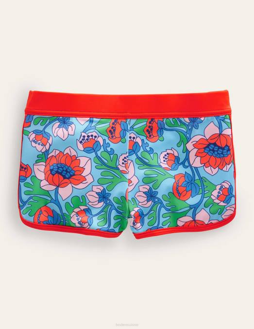 Boden vêtements coquelicot rouge le printemps floral filles short de bain à motif LB2X3258