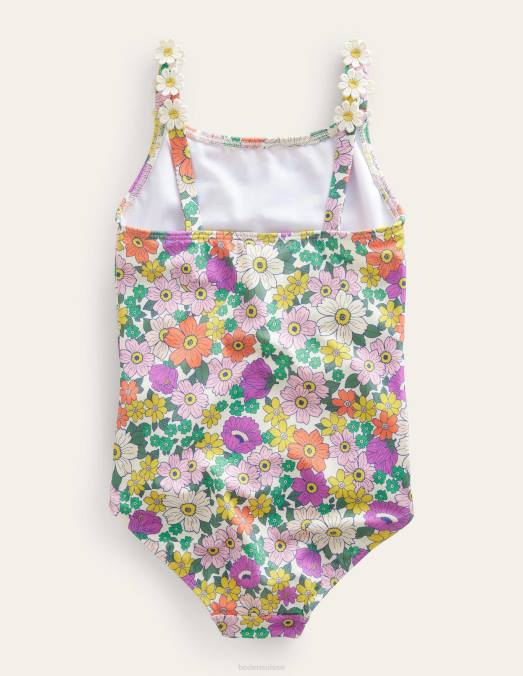 Boden vêtements floral d'orchidée ivoire et rayonnante filles maillot de bain à bretelles marguerites LB2X2797
