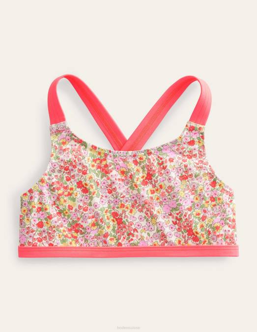 Boden vêtements gousse de vanille le printemps floral filles haut de bikini croisé dans le dos LB2X3184