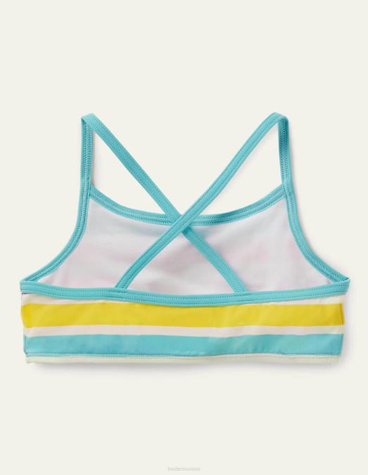 Boden vêtements ivoire/multi arc-en-ciel filles haut de bikini à motif LB2X3125