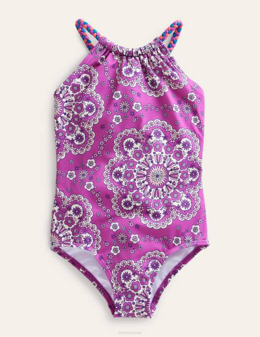 Boden vêtements orchidée rayonnante, marguerite étourdie filles maillot de bain tressé à boucle arrière LB2X2792